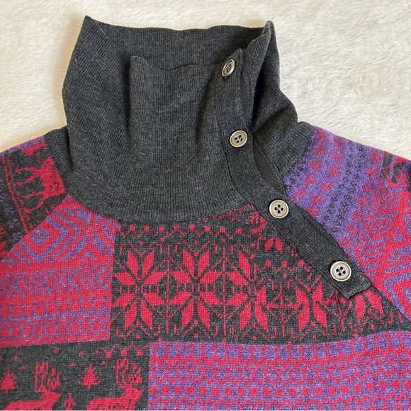 Woolrich Women's Sweater Large Gray High Neck Long Sleeve Pullover Christmas - Picture 3 of 10